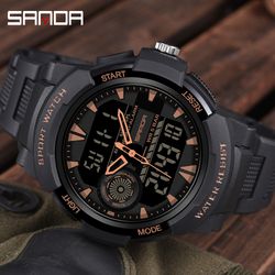 student sports watch, dual display waterproof digital led watch, multifunction electronic student timepiece