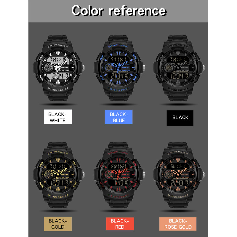 Student Sports Watch, Dual Display Waterproof Digital LED Watch, Multifunction Electronic Student Timepiece