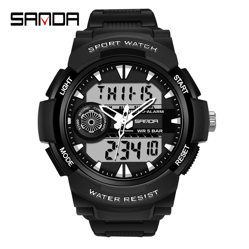 Student Sports Watch, Dual Display Waterproof Digital LED Watch, Multifunction Electronic Student Timepiece