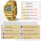 Waterproof Digital Men Watch, LED Chronograph Date Display, Luminous Golden Strap Wristwatch for Men