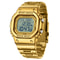 Waterproof Digital Men Watch, LED Chronograph Date Display, Luminous Golden Strap Wristwatch for Men
