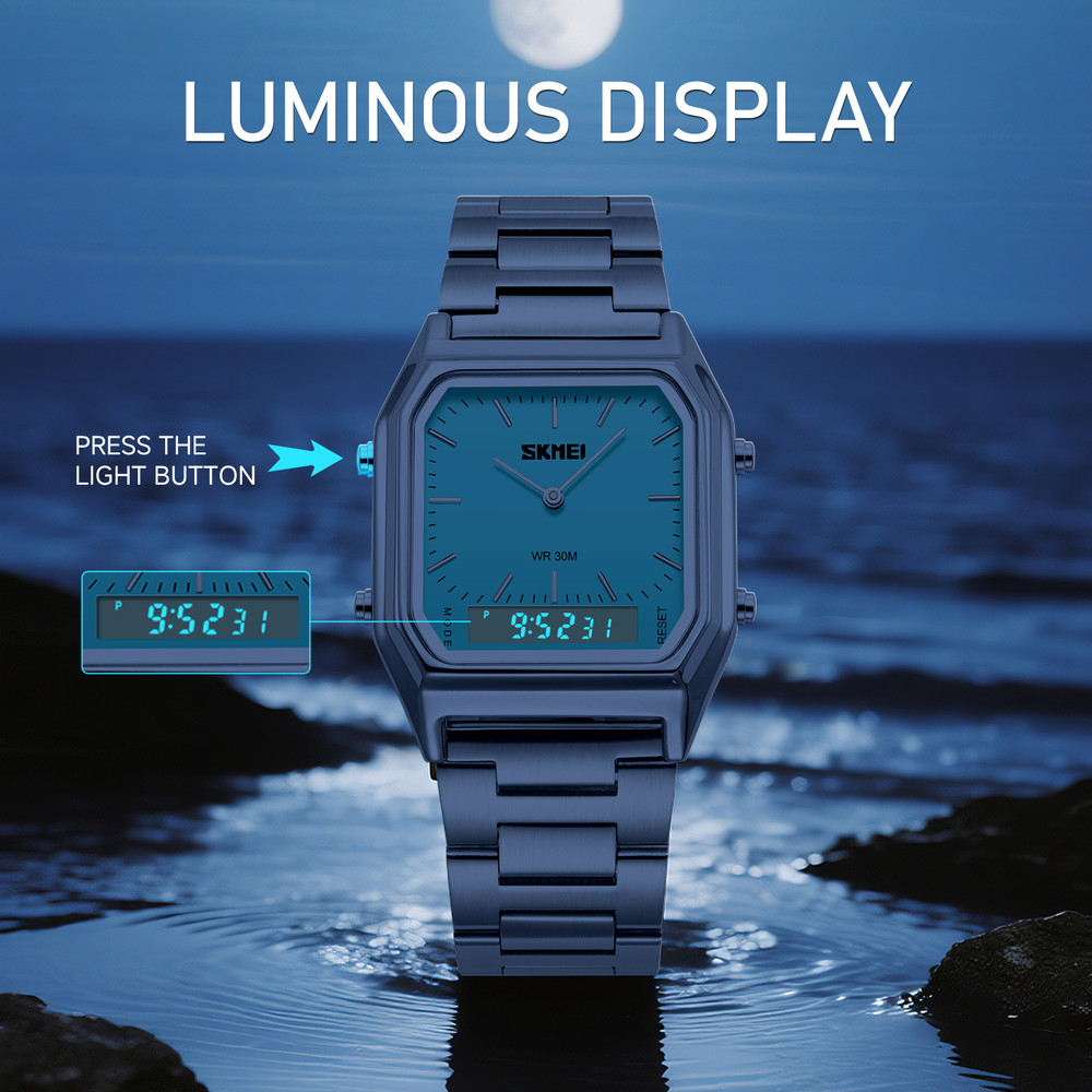 SKMEI Digital Watch for Men Women, Dual Display Quartz Timepiece, 3Time Luminous Waterproof Fashion Wristwatch