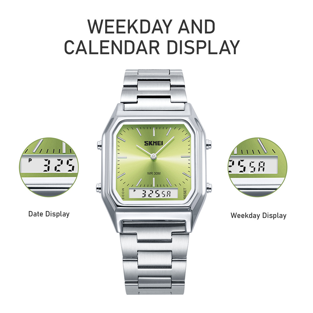 SKMEI Digital Watch for Men Women, Dual Display Quartz Timepiece, 3Time Luminous Waterproof Fashion Wristwatch