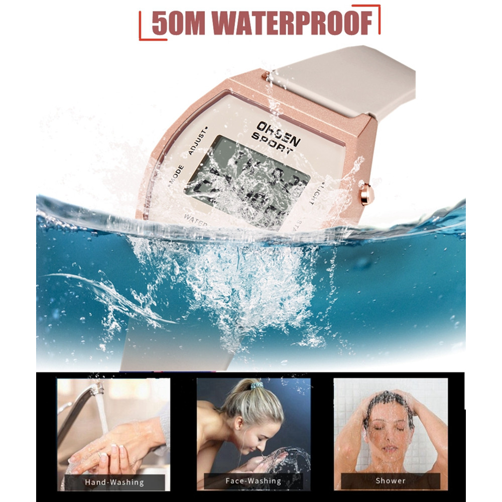 White Fashion Digital Watches for Women Waterproof, Electronic Ladies Sport Watch, reloj mujer with Alarm Clocks