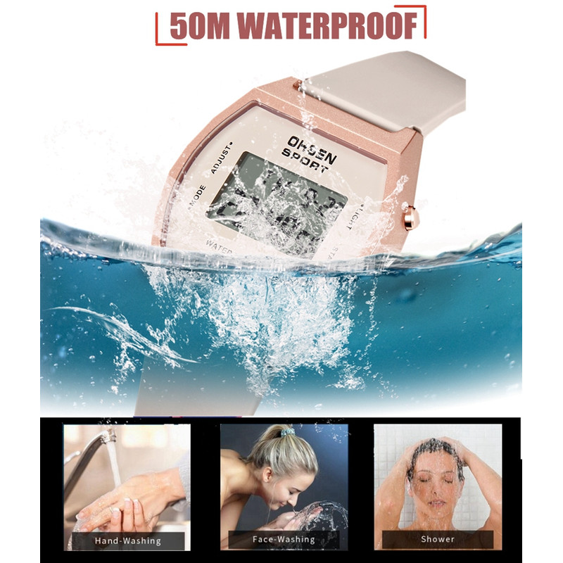 White Fashion Digital Watches for Women Waterproof, Electronic Ladies Sport Watch, reloj mujer with Alarm Clocks