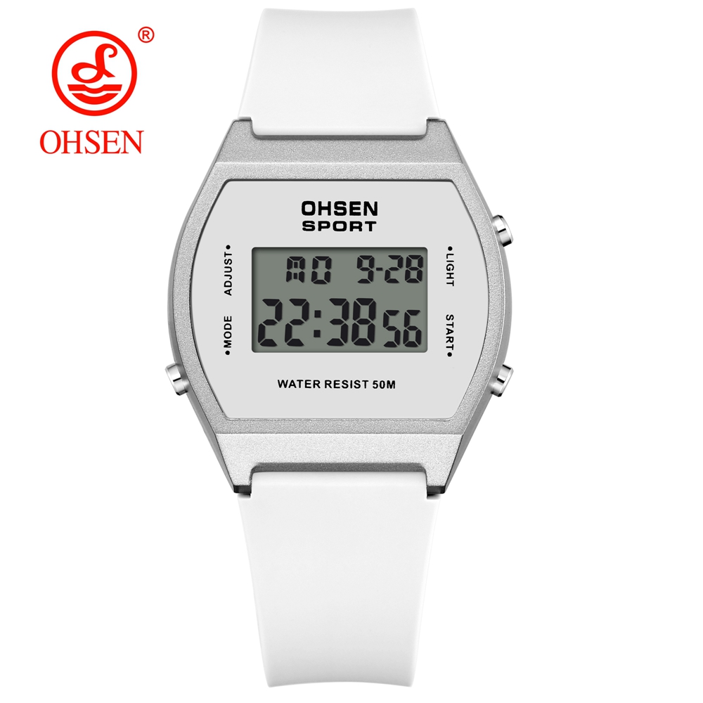 White Fashion Digital Watches for Women Waterproof, Electronic Ladies Sport Watch, reloj mujer with Alarm Clocks