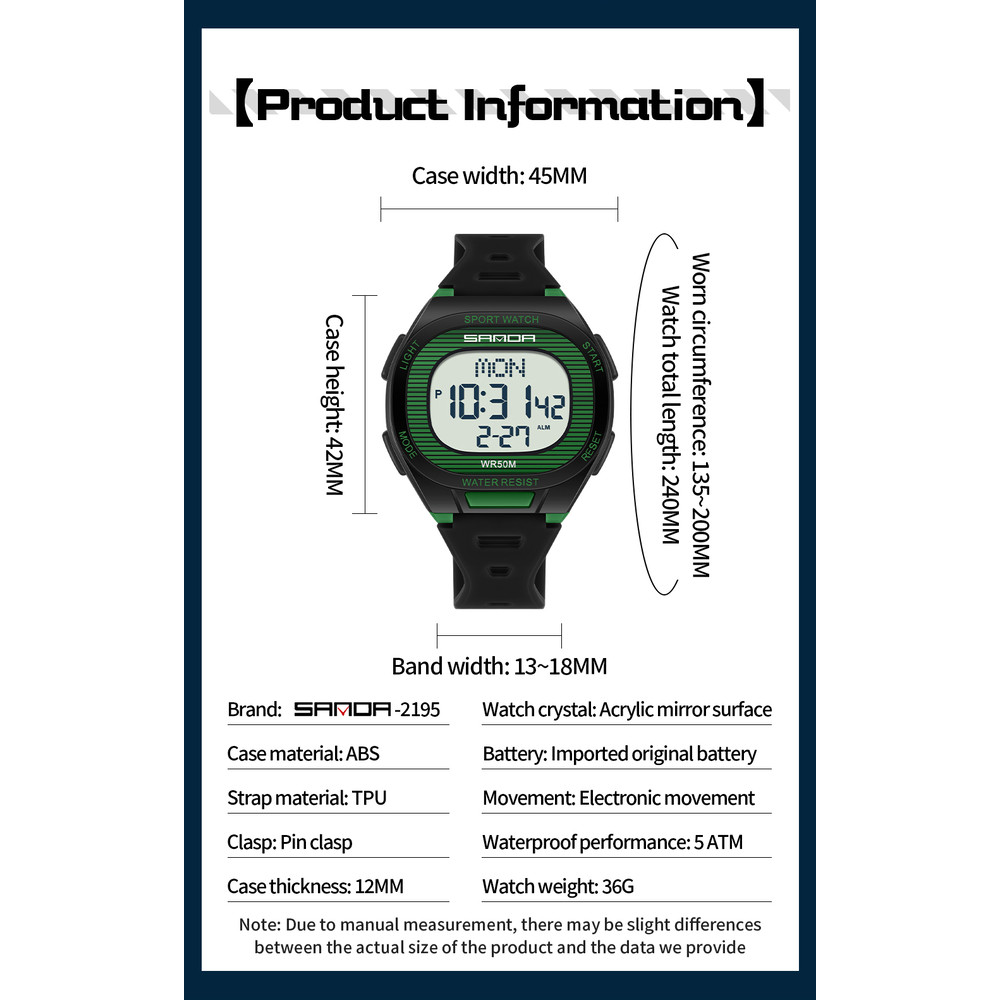 Luxury Digital Watch for Men and Women, LED Waterproof Sports Watch, Multifunctional Military Style