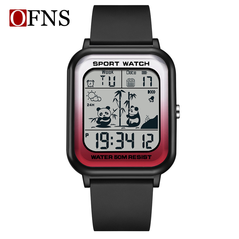 OFNS Electronic Sports Watch for Men and Women, Rectangular Dial Digital Movement, Stylish Code Watch for Students