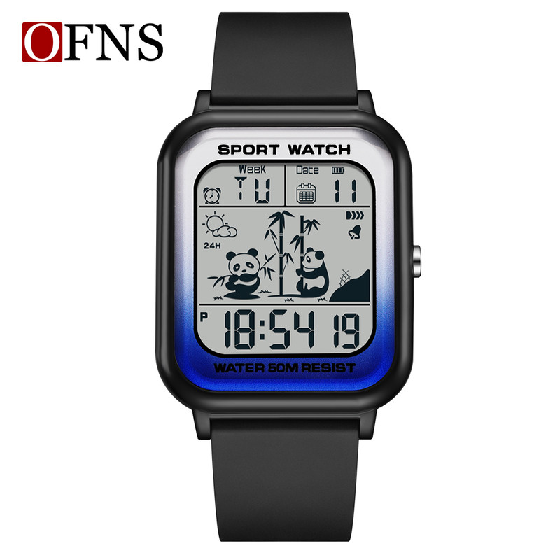 OFNS Electronic Sports Watch for Men and Women, Rectangular Dial Digital Movement, Stylish Code Watch for Students