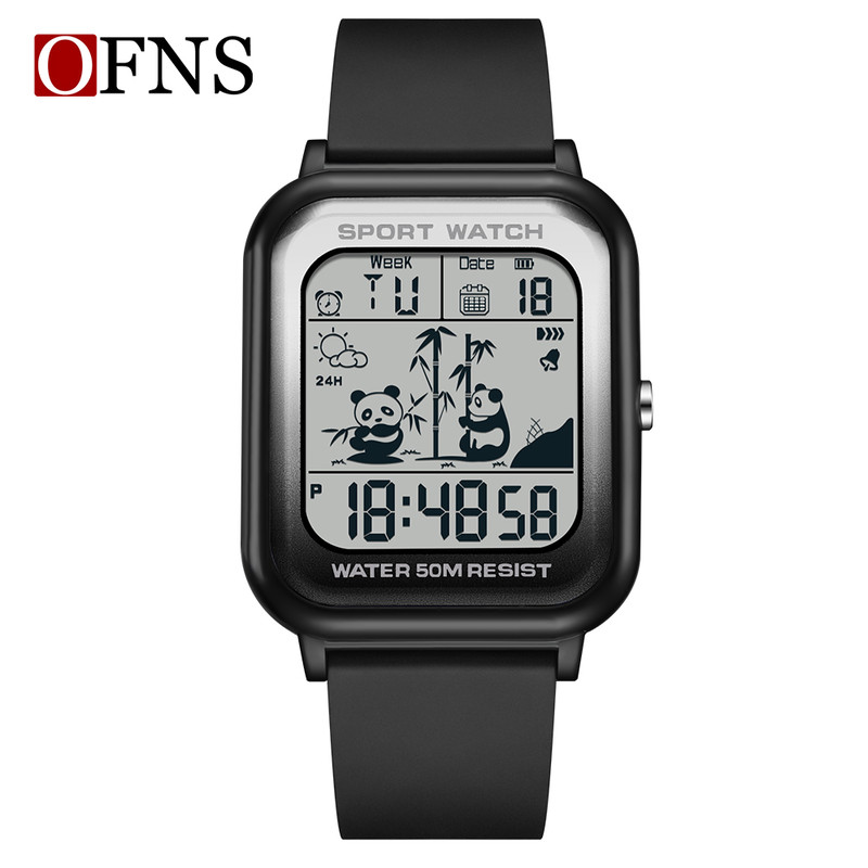 OFNS Electronic Sports Watch for Men and Women, Rectangular Dial Digital Movement, Stylish Code Watch for Students