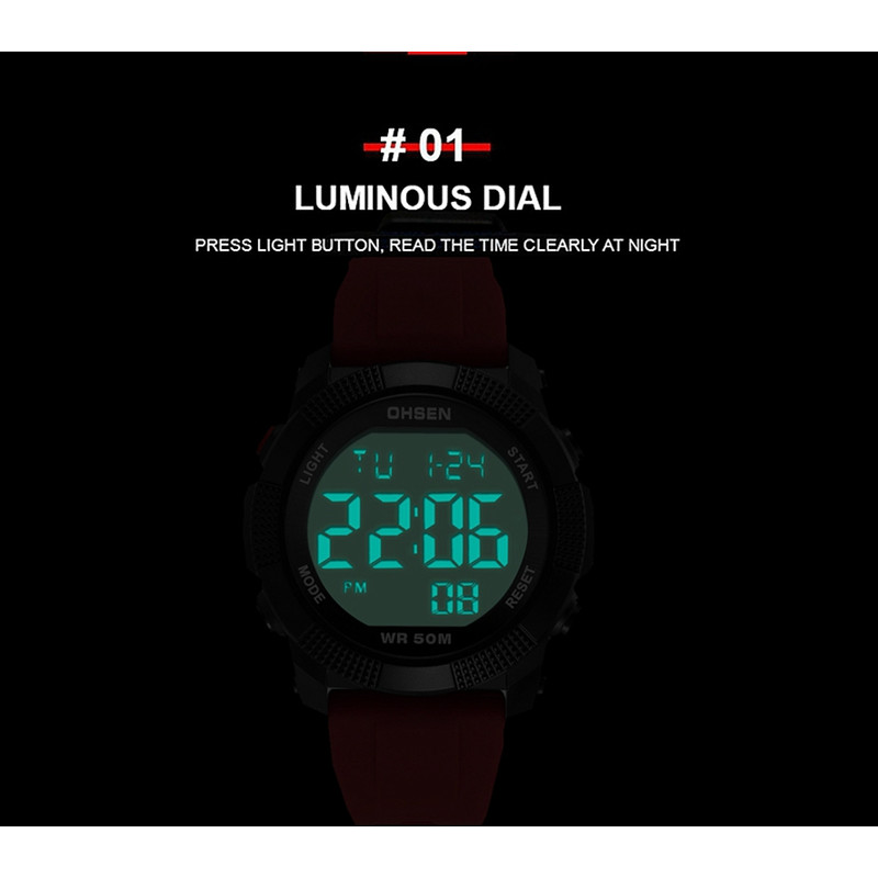 Digital Mens Watches 50M Waterproof, G Style Outdoor Sport Watch for Men, Red Tactical Electronic Wristwatch Gift