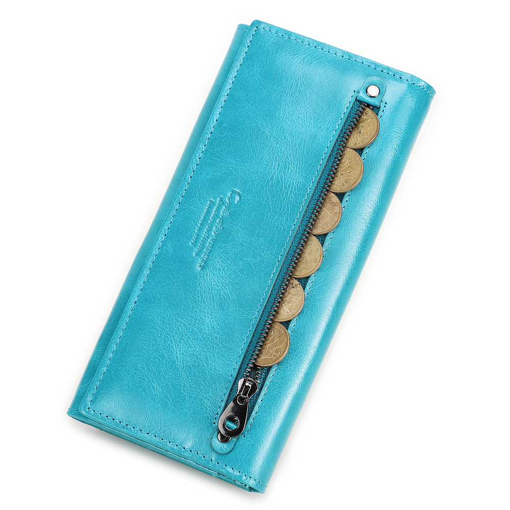 Genuine Leather Women Wallets by Contact's, Female Long Clutch Wallet, Large Capacity Phone Purse Photo Holder