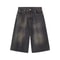 Vintage Mens Denim Shorts, Loose Fit Wide Leg American Style Jeans for Summer, Straight Leg Sensibility Design