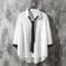 Spring Autumn Popular INS Short Sleeves Japanese Style Casual Shirt Mens Loose-Fit White Collar Button-Up Top for Summer