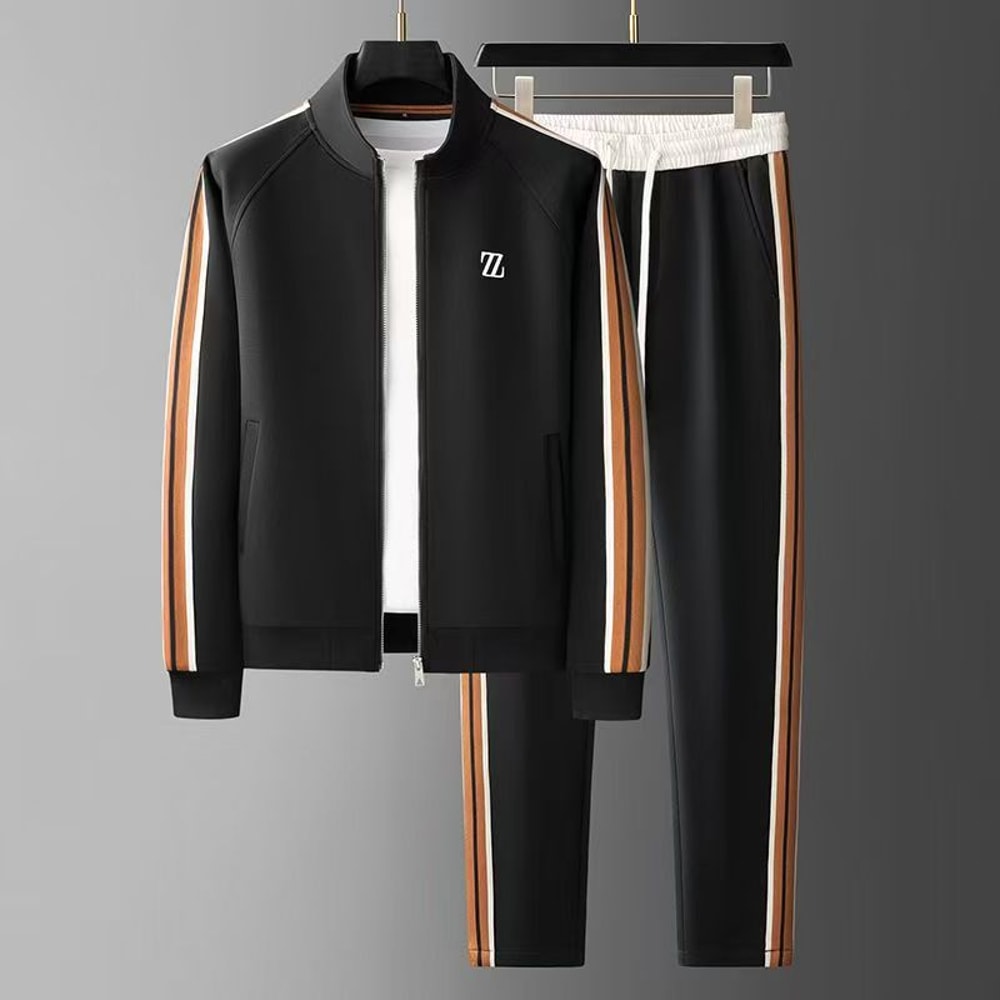 Spring Autumn Fashion Embroidered LOGO Mens Sports Leisure Jacket Pants 2-Piece Set, Youth Street Party Brand Men Sets