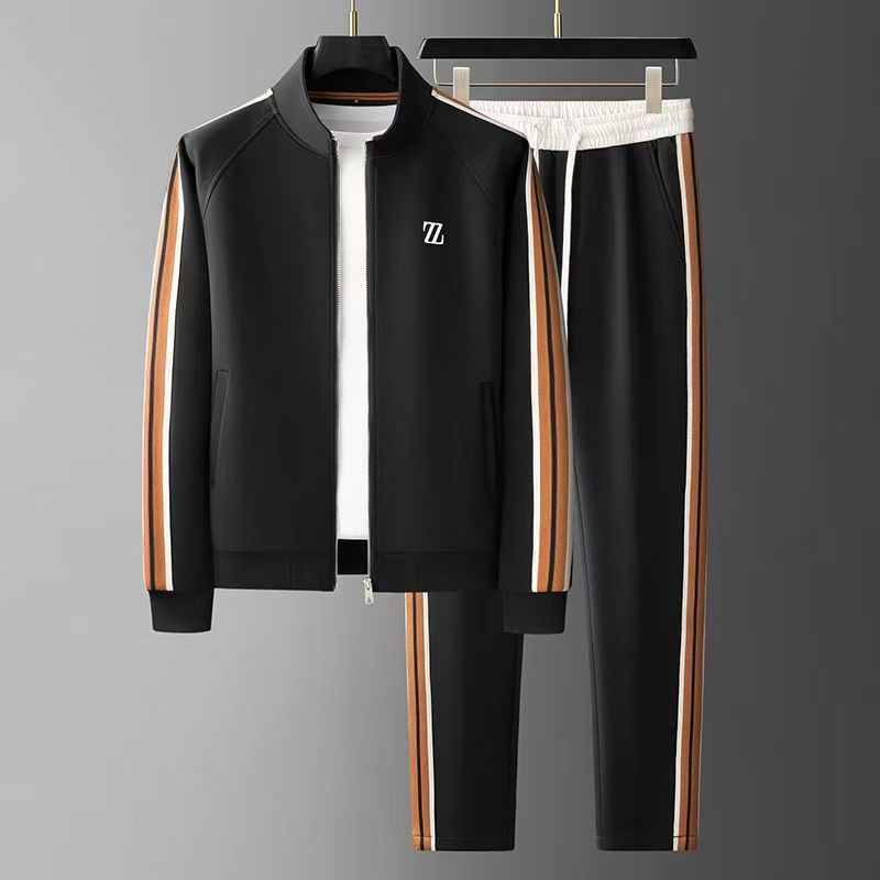 Spring Autumn Fashion Embroidered LOGO Mens Sports Leisure Jacket Pants 2-Piece Set, Youth Street Party Brand Men Sets