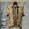 Men high-quality short sleeved shirt with luxurious golden Baroque string print, Cuban collar shirt, suitable for street