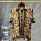 Men high-quality short sleeved shirt with luxurious golden Baroque string print, Cuban collar shirt, suitable for street