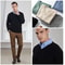 Mens Soft Cashmere Sweater, Autumn Winter Pullover Slim Fit V-Neck Knitted Woolen Knitwear for Business Casual Wear