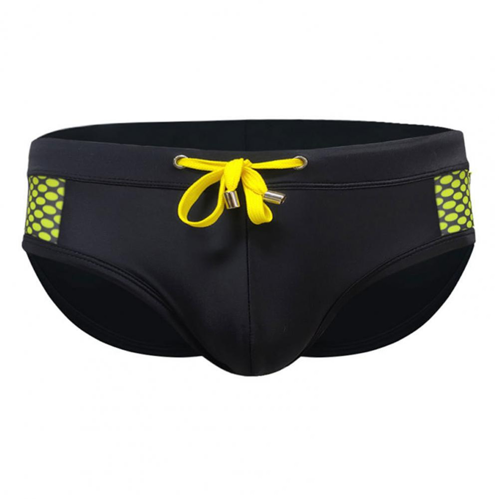 Mens Summer Swim Briefs, Low-Rise Drawstring Sexy Swimming Briefs with Dot Stitching Print Quick-Dry Swim Trunks for Men