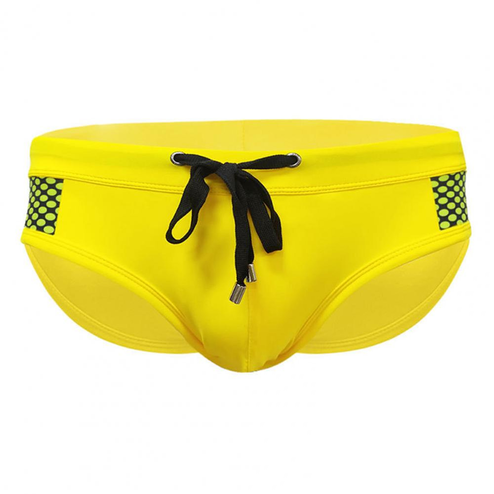 Mens Summer Swim Briefs, Low-Rise Drawstring Sexy Swimming Briefs with Dot Stitching Print Quick-Dry Swim Trunks for Men