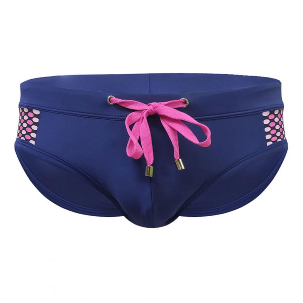 Mens Summer Swim Briefs, Low-Rise Drawstring Sexy Swimming Briefs with Dot Stitching Print Quick-Dry Swim Trunks for Men