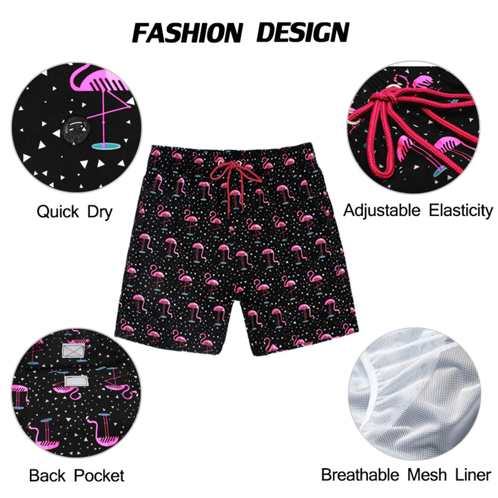 DATIFER Mens Sports Short Beachwear, New Style Polyester Printing Fitness Beach Pants for Surfing, Swimming Bathing