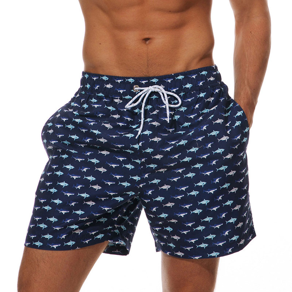 DATIFER Mens Sports Short Beachwear, New Style Polyester Printing Fitness Beach Pants for Surfing, Swimming Bathing
