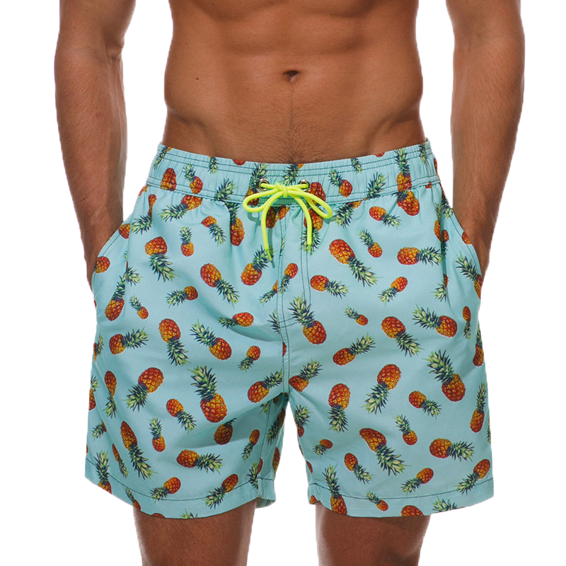 DATIFER Mens Sports Short Beachwear, New Style Polyester Printing Fitness Beach Pants for Surfing, Swimming Bathing
