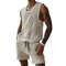 Men's Vest Shorts Set, Casual Sleeveless Knit Top & Elastic Waist Wide Leg Shorts for Daily Wear