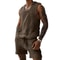 Men's Vest Shorts Set, Casual Sleeveless Knit Top & Elastic Waist Wide Leg Shorts for Daily Wear