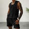 Men's Vest Shorts Set, Casual Sleeveless Knit Top & Elastic Waist Wide Leg Shorts for Daily Wear