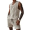 Men's Vest Shorts Set, Casual Sleeveless Knit Top & Elastic Waist Wide Leg Shorts for Daily Wear
