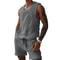 Men's Vest Shorts Set, Casual Sleeveless Knit Top & Elastic Waist Wide Leg Shorts for Daily Wear
