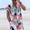 Mens Flame Bird Printed Short-Sleeved Shirt & Hawaiian Sports Shorts Set, Casual Summer Beach Outfit