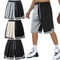 Mens Colorblock Striped Basketball Shorts, Quick Dry Athletic Gym Shorts with Pockets & Drawstring Waist for Workout