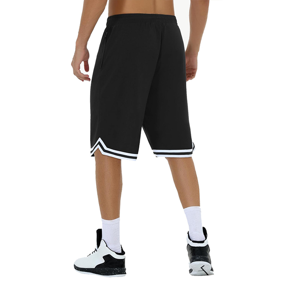 Mens Colorblock Striped Basketball Shorts, Quick Dry Athletic Gym Shorts with Pockets & Drawstring Waist for Workout