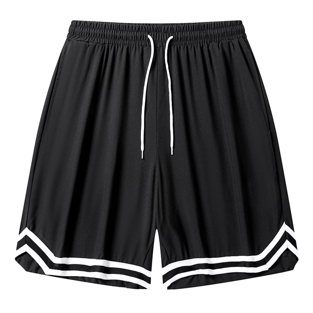 Mens Colorblock Striped Basketball Shorts, Quick Dry Athletic Gym Shorts with Pockets & Drawstring Waist for Workout
