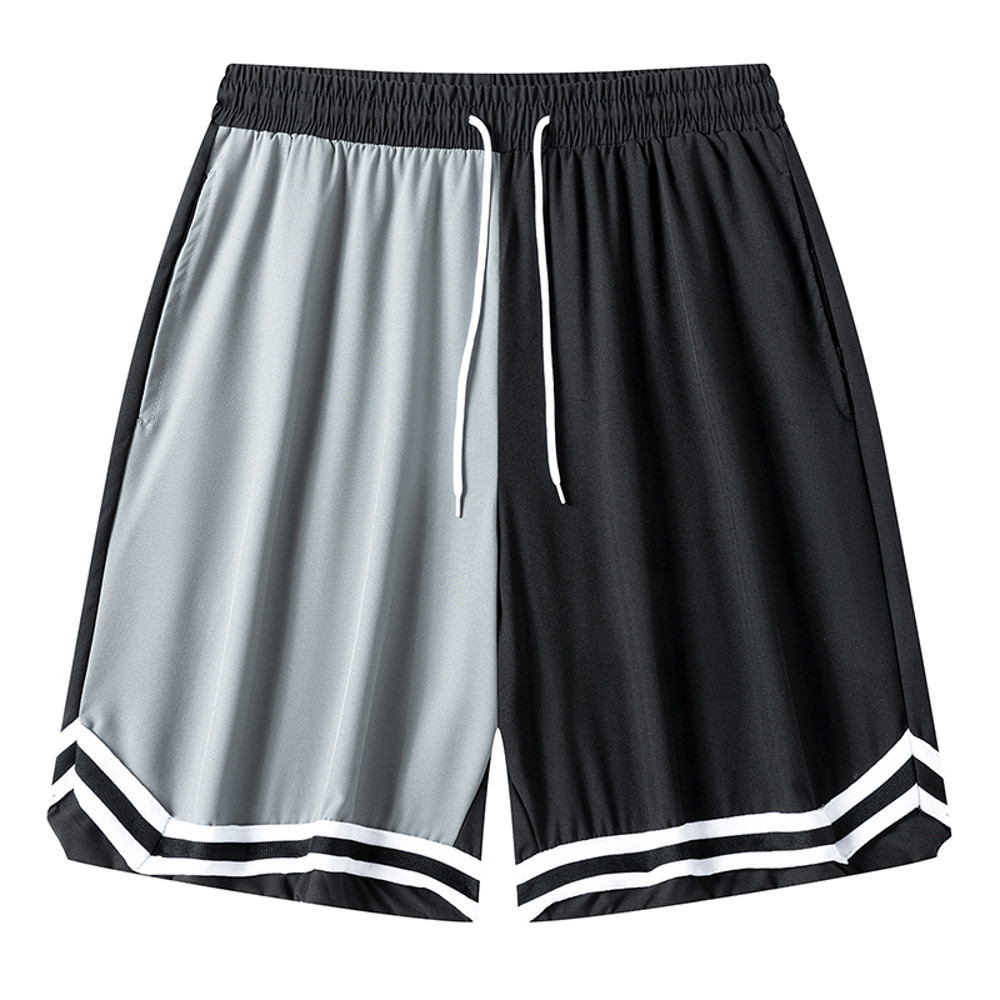 Mens Colorblock Striped Basketball Shorts, Quick Dry Athletic Gym Shorts with Pockets & Drawstring Waist for Workout
