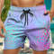 Trendy Floral Graphic Short Pants for Men, 3D Printed Hawaiian Beach Shorts Summer Fashion Vacation Oversized Swim Trunk
