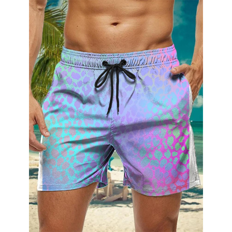 Trendy Floral Graphic Short Pants for Men, 3D Printed Hawaiian Beach Shorts Summer Fashion Vacation Oversized Swim Trunk