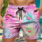 Trendy Floral Graphic Short Pants for Men, 3D Printed Hawaiian Beach Shorts Summer Fashion Vacation Oversized Swim Trunk