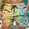 Trendy Floral Graphic Short Pants for Men, 3D Printed Hawaiian Beach Shorts Summer Fashion Vacation Oversized Swim Trunk