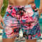 Trendy Floral Graphic Short Pants for Men, 3D Printed Hawaiian Beach Shorts Summer Fashion Vacation Oversized Swim Trunk