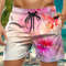 Trendy Floral Graphic Short Pants for Men, 3D Printed Hawaiian Beach Shorts Summer Fashion Vacation Oversized Swim Trunk