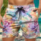 Trendy Floral Graphic Short Pants for Men, 3D Printed Hawaiian Beach Shorts Summer Fashion Vacation Oversized Swim Trunk