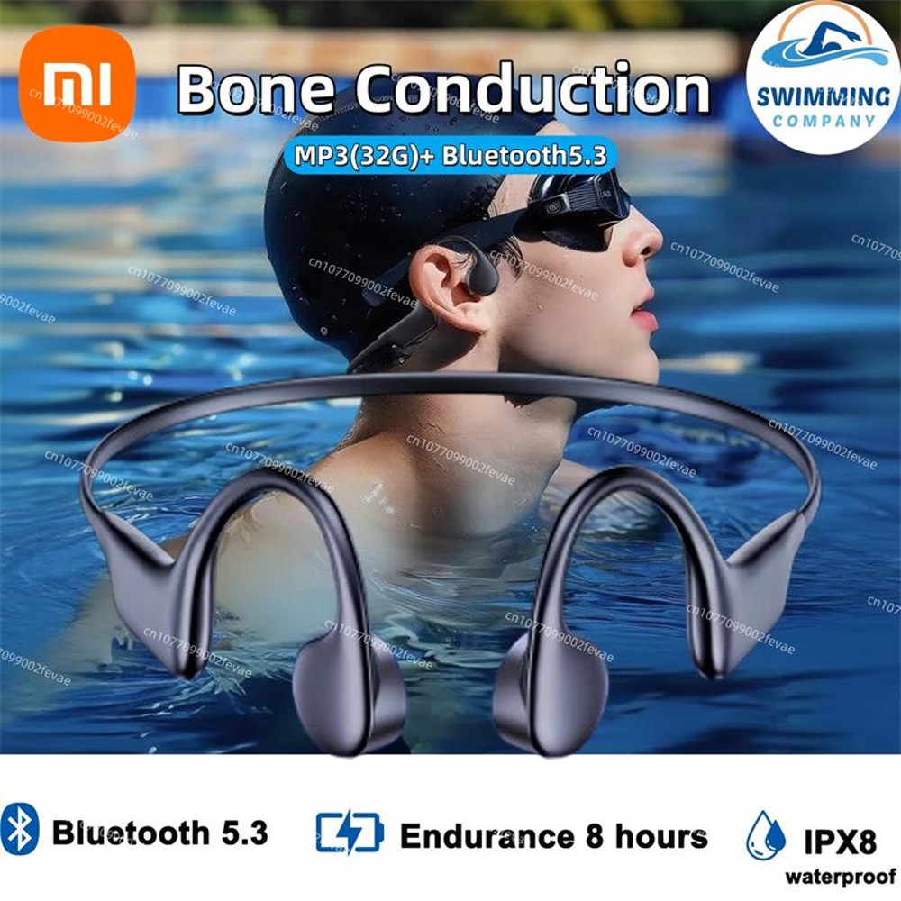 Xiaomi Bone Conduction Bluetooth Headphones, IPX8 Waterproof Wireless Neckband for Swimming, Cycling, Running Non In Ear