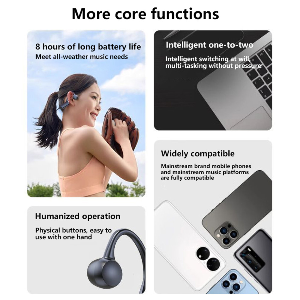 Xiaomi Bone Conduction Bluetooth Headphones, IPX8 Waterproof Wireless Neckband for Swimming, Cycling, Running Non In Ear