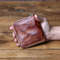 Men Genuine Leather Cowhide Coin Purse, Original Retro Vegetable Tanned Wallet, Multi Card Zipper ID Holder