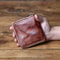Men Genuine Leather Cowhide Coin Purse, Original Retro Vegetable Tanned Wallet, Multi Card Zipper ID Holder